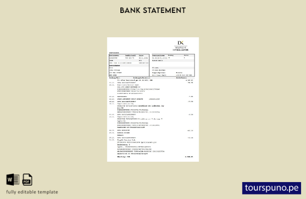 Listo para imprimir la plantilla de Excel del Deutsche Handelbank de Alemania
